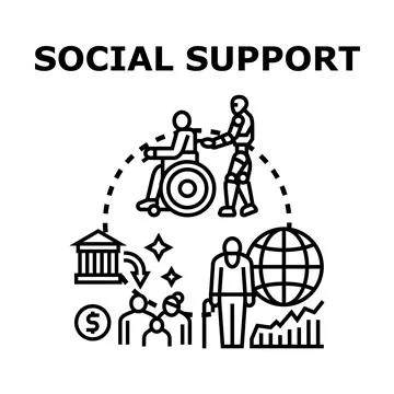 Social support program and social assistance concept Stock Illustration