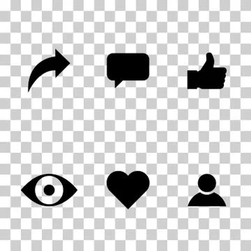 Social symbol for web, thumbs up, comment, share, person, hearth, view graphi Stock Illustration