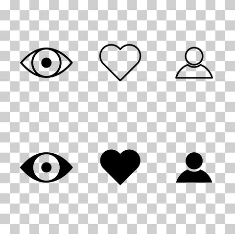 Social symbol for web, thumbs up, comment, share, person, hearth, view graphi Stock Illustration