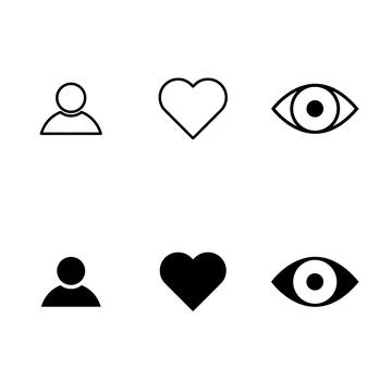 Social symbol for web, thumbs up, comment, share, person, hearth, view graphi Stock Illustration