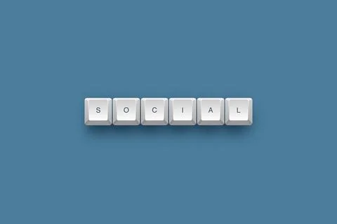 Social text on a 3d keyboard button with shadow concept series Stock-Illustration