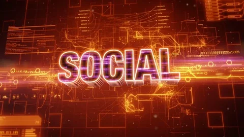 Social text on abstract orange background Stock Footage 72302513