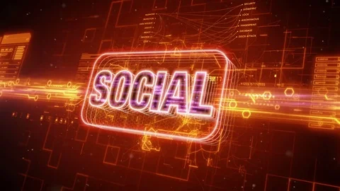 Social text on abstract orange background Stock Footage 72302517