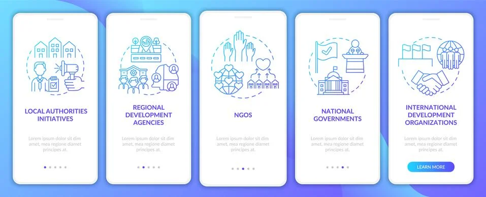 Social unit progress programs onboarding mobile app page screen with concepts イラスト素材
