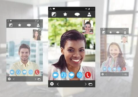 Social Video Chat App Interface Stock Photos