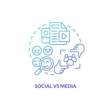 Social vs media blue gradient concept icon Stock Illustration