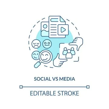 Social vs media turquoise concept icon Stock Illustration