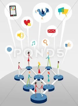 Social web networking interactive Stock Illustration