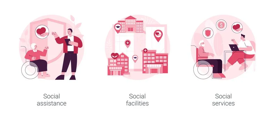 Social work abstract concept vector illustrations. Stock Illustration