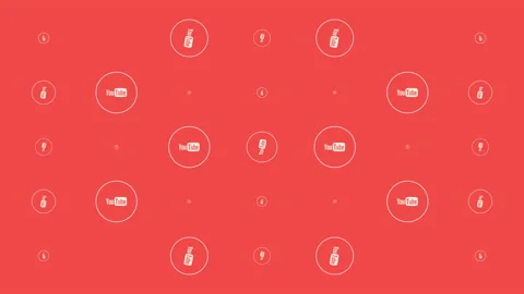 Social YouTube icons pattern on network background Stock Footage 221303356