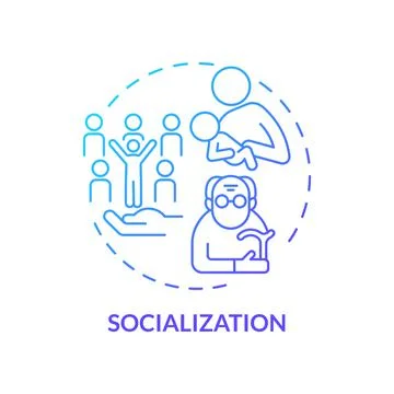 Socialization blue gradient concept icon Stock Illustration