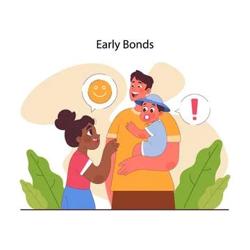 Socialization. Child communication skill development. Dad encouraging Stock Illustration
