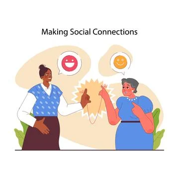 Socialization. Communication skill development. Female characters Stock Illustration