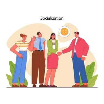 Socialization. Communication skill development. People interacting, Stock Illustration
