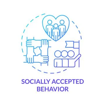 Socially accepted behavior blue gradient concept icon Stock Illustration