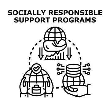 Socially responsible support programs concept illustration Stock Illustration