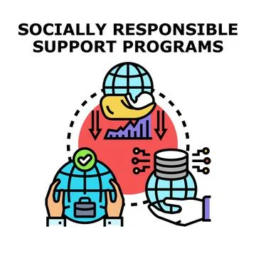 Socially responsible support programs concept illustration Stock Illustration