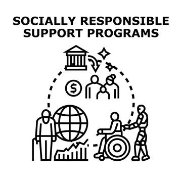 Socially responsible support programs for global welfare Illustrazione stock