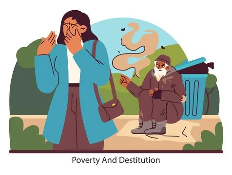 Societal plight. Flat vector illustration. Stock Illustration