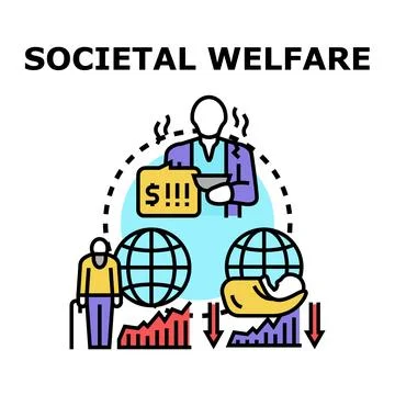 Societal welfare program helping global population development Stock Illustration