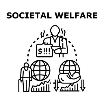 Societal welfare program helping global population development Stock Illustration