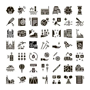 Society and environment problems solution icon set Stock Illustration
