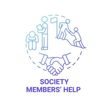 Society members help blue gradient concept icon Stock Illustration