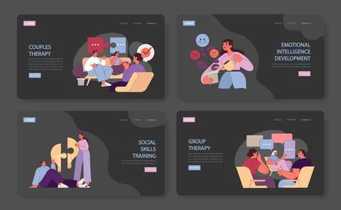 Socio-psychological support set. Stock Illustration