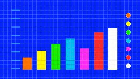 Sociological multicolored animated graph moves on a blue background Stock Footage 188321573