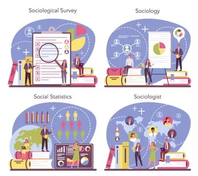 Sociologist concept set. Scientist study of society, pattern of social 스톡 일러스트