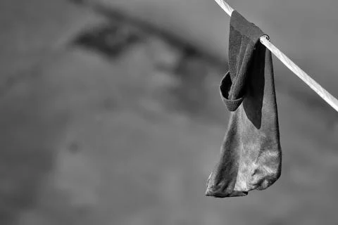 Sock on electric wire Stock Photos