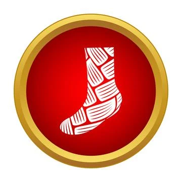Sock icon with pattern on red circle button Stock Illustration