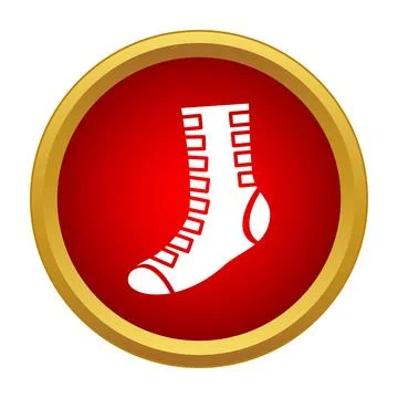 Sock icon presenting apparel garment inside red circle Illustrazione stock