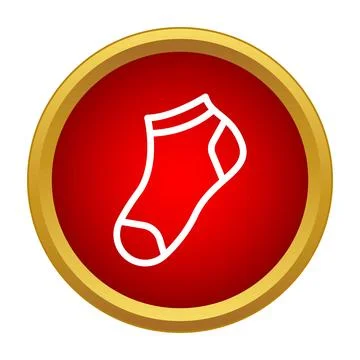 Sock icon in red button with gold border Stock Illustration