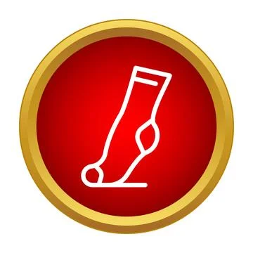 Sock icon in red circle, outline style 库存插图
