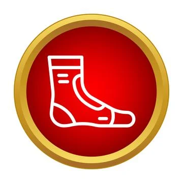 Sock icon showing hosiery garment in red circle Stock Illustration