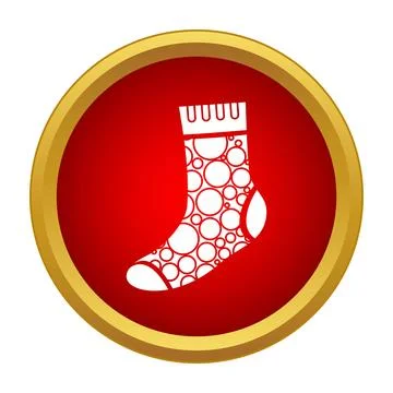 Sock icon showing red circle button with golden border Stock Illustration