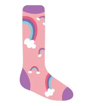 Sock with rainbows Illustrazione stock