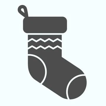 Sock solid icon. Knitted decoration with waves for donating presents. Christmas Stockillustratie