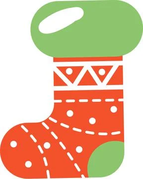 Sock vector flat Christmas on the white background Stock Illustration