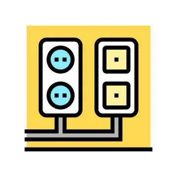Socket and antenna output installation color icon vector illustration Stock Illustration
