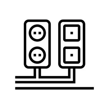Socket and antenna output installation line icon vector illustration Stock Illustration