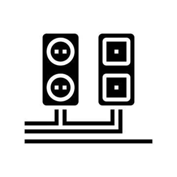 Socket and antenna output installation glyph icon vector illustration Stock Illustration