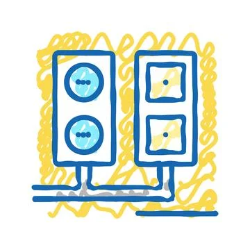 Socket and antenna output installation icon doodle illustration Stock Illustration