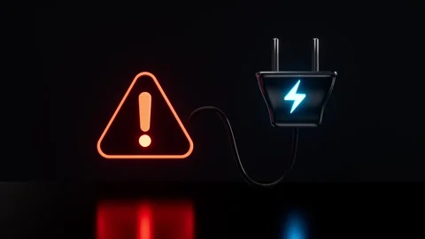 Socket and charge mark, charge warning, warning against danger, 3d rendering. Video stock 283639435