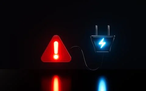 Socket and charge mark, charge warning, warning against danger, 3d rendering. 库存插图