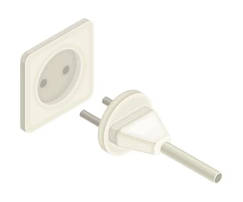 Socket and Plug as Electric Power Object Isometric Vector Illustration Stock Illustration