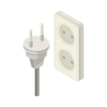 Socket and Plug as Electric Power Object Isometric Vector Illustration Stock Illustration