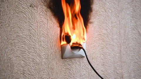 The socket and plug of the electric wire light up. Stock Footage 159794447