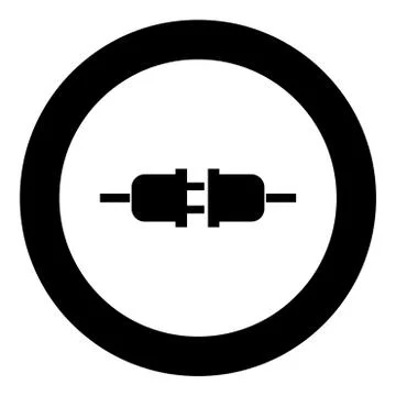 Socket and plug icon black color in circle round Illustrazione stock